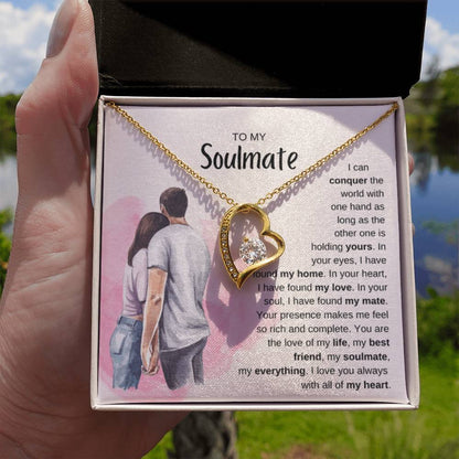 To My Soulmate Necklace - Soulmate Jewelry Gift for Valentine’s Day, Birthday & Romantic Celebrations - Forever Love Necklace - Personalize Memories
