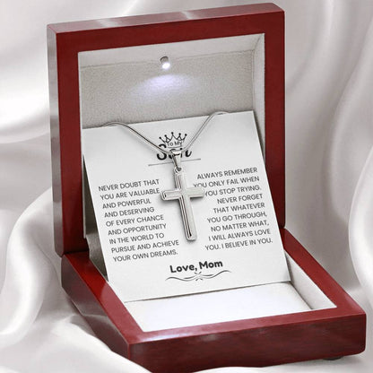 To My Son - Gift for Son from Mom - I will always love you - Artisan Cross Necklace - Personalize Memories
