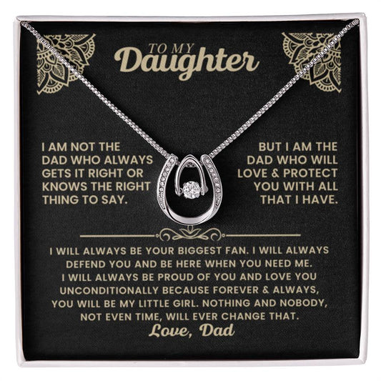 To My Daughter Necklace - Heartfelt Gift from Dad for Birthday, Graduation & Proud Dad Moments - Lucky In Love Necklace - Personalize Memories
