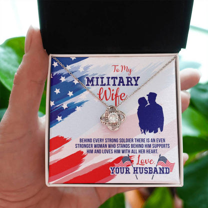 To My Military Wife Gift from Husband - Love Knot Necklace - Personalize Memories