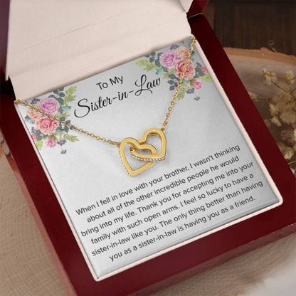 To My Sister In Law Necklace - Gift for Bonus Sister - Interlocking Hearts Necklace - Personalize Memories