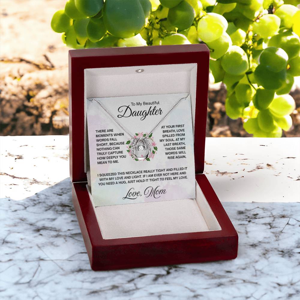 To My Daughter Necklace – Graduation & Christmas Gift from Mom – Lucky In Love Necklace - Personalize Memories