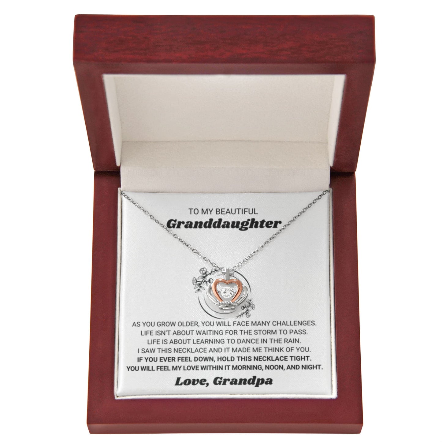 To My Granddaughter Necklace – Birthday Graduation Necklace Gift for Granddaughter – Crown Pendant Necklace - Personalize Memories