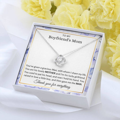 To My Boyfriend's Mom - My man raised be a queen - Love Knot Necklace - Gift for BF's Mom - Personalize Memories