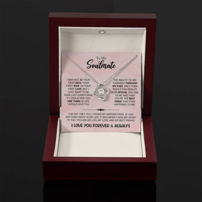 To My Soulmate Necklace - Long Distance Relationship Soulmate Gift for Romantic Occasions - Love Knot Necklace - Personalize Memories