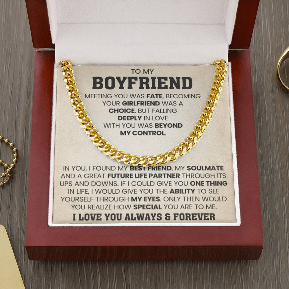 To My Boyfriend Cuban Link Chain - Anniversary & Valentine’s Day Gift from Girlfriend - Personalize Memories