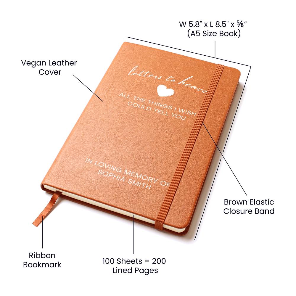 Personalized Grief Journal - Sympathy Gift For Loss of Mother & Father - Letters To Heaven In Loving Memory Gift