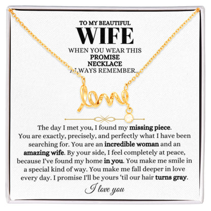 To My Wife Necklace - Perfect Gift from Husband for Birthday, Christmas & Valentine’s Day - Scripted Love Necklace - Personalize Memories