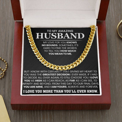 Romantic Husband Gift from Wife – Cuban Link Chain - Personalize Memories