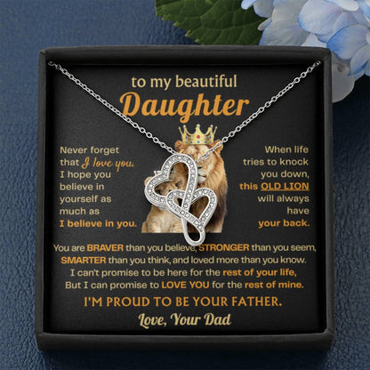 To My Daughter Necklace - Best Gift for Daughter from Dad - Heart-to-heart Pendant Necklace - Personalize Memories