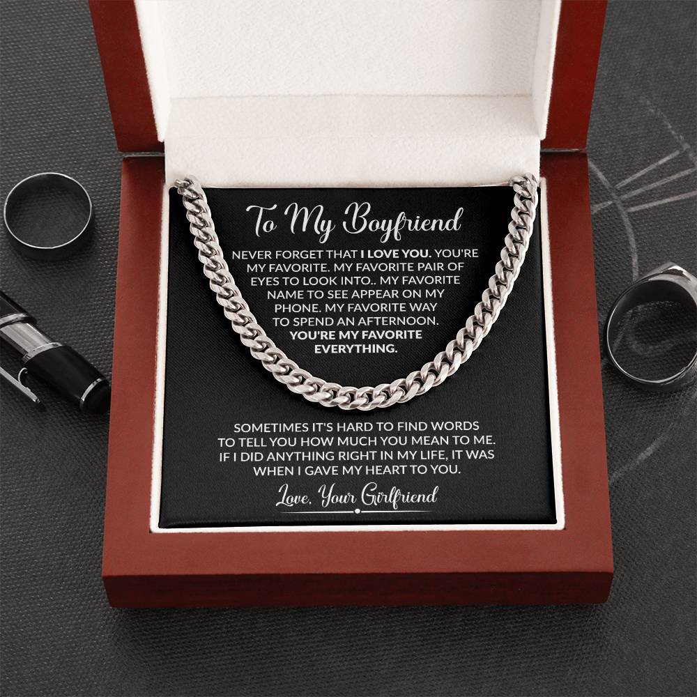 To My Boyfriend - Sometimes It's Hard To Find Words To Tell You - Cuban Link Chain - Personalize Memories