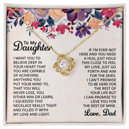 To My Daughter Necklace Gift from Dad for Birthday, Graduation, Christmas & Valentine's Day - Love Knot Necklace - Personalize Memories