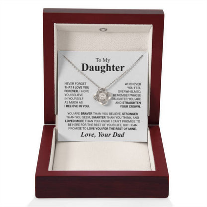 To My Daughter - Never Forget That I Love You - Love Knot Necklace - Daughter Gift from Dad - Personalize Memories
