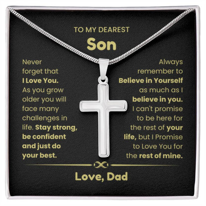 To My Son - As you grow older you will face many challenges in life - Son Gift from Dad - Artisan Cross Necklace - Personalize Memories