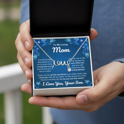 To My Loving Mom Gift from Son - Scripted Love Necklace - Personalize Memories
