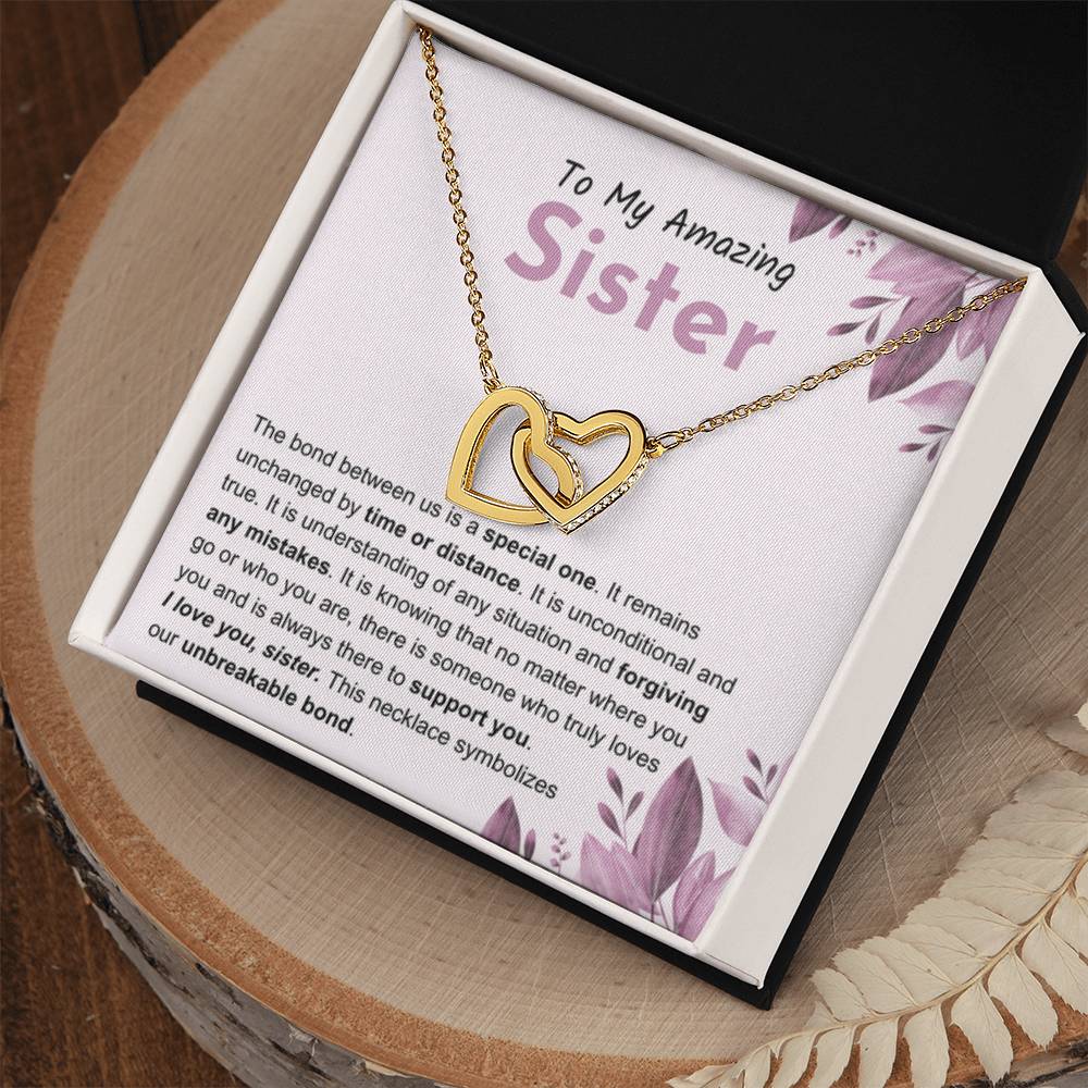 Sentimental Gift for Sister - Interlocking Hearts Necklace - Personalize Memories