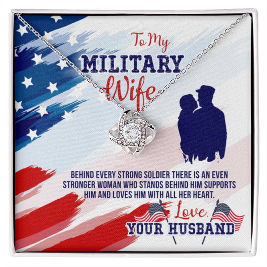 To My Military Wife Gift from Husband - Love Knot Necklace - Personalize Memories