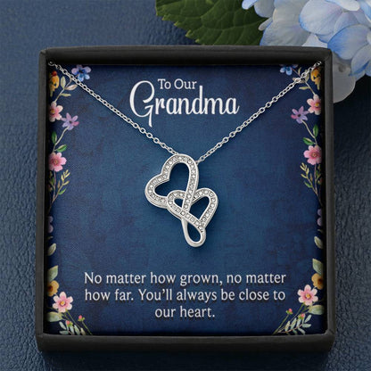 To Our Grandma - You will always be close to our heart - Gift for Grandmother Grandma - Heart-to-heart Pendant Necklace - Personalize Memories