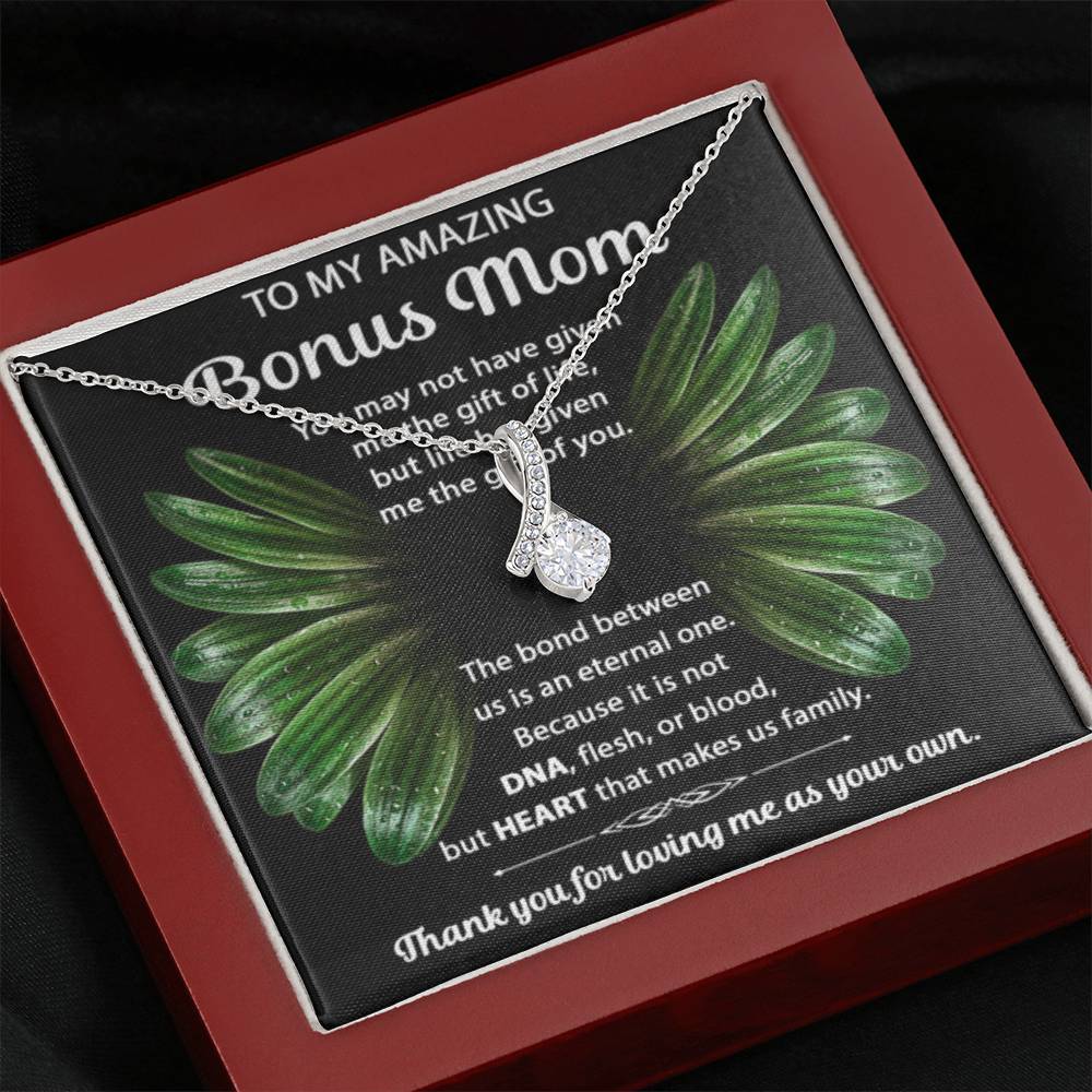 To My Bonus Mom - Thank you for loving me as your own - Alluring Beauty Necklace - Best for Birthday, Christmas & Mother's Day - Personalize Memories