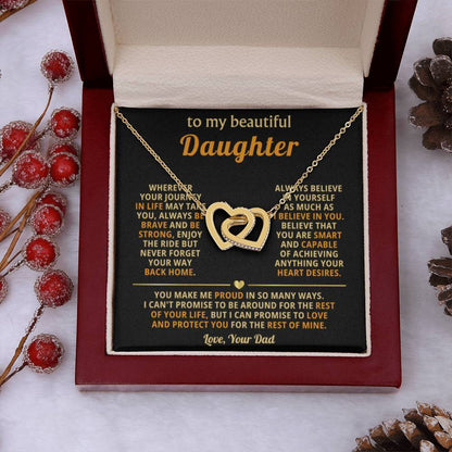 To My Daughter Necklace – Top Gift for Daughter Birthday Graduation – Interlocking Hearts Necklace - Personalize Memories