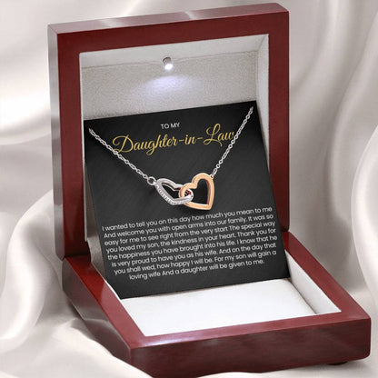 To My Daughter In Law - Gift for Daughter in Law - Interlocking Hearts Necklace - Personalize Memories