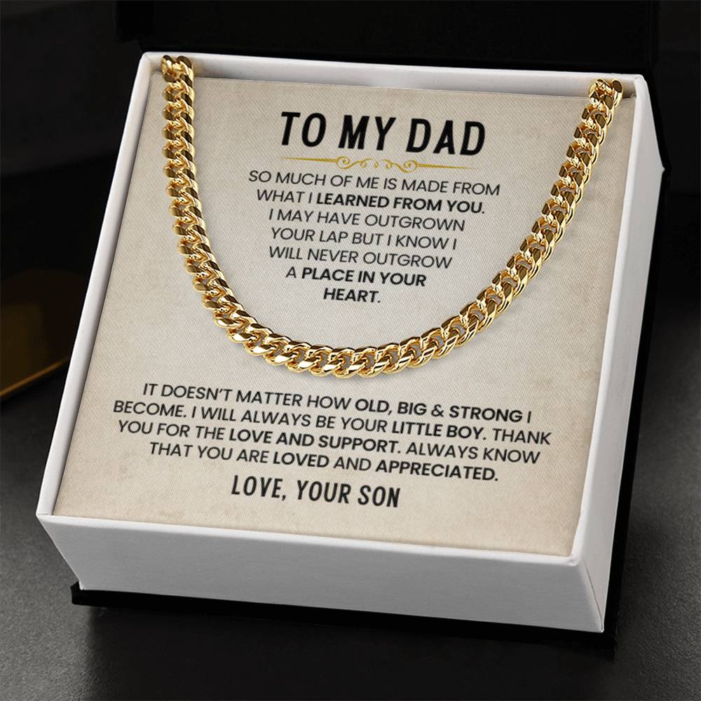 To My Dad - A Place In Your Heart - Cuban Link Chain from Son - Personalize Memories