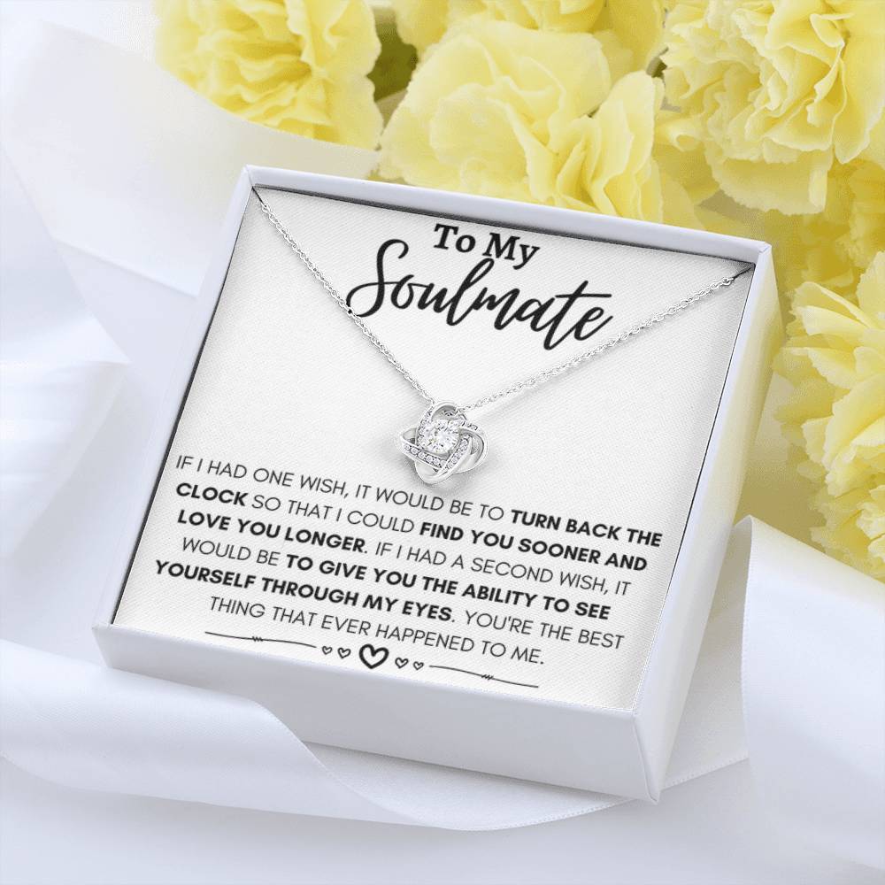 To My Soulmate Necklace - Soulmate Jewelry for Valentine’s Day & Gifts for Her - Love Knot Necklace - Personalize Memories