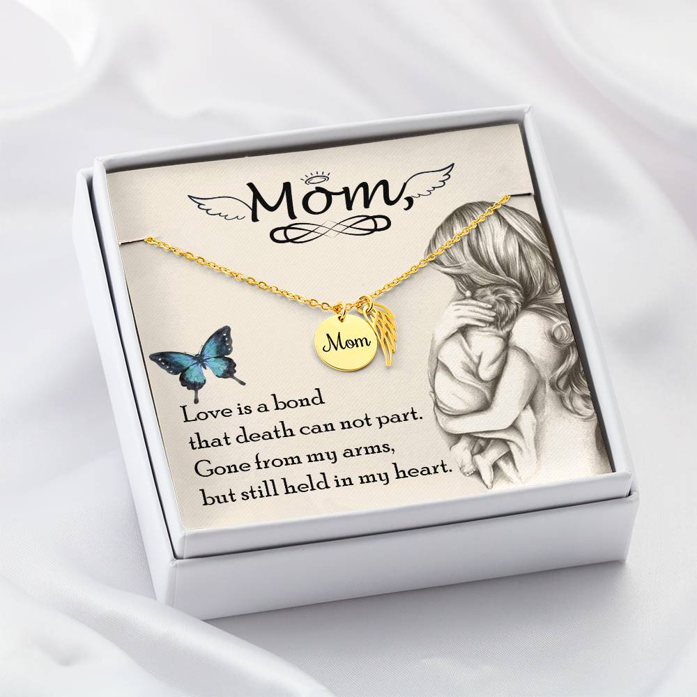 Angel Wing Mom Necklace Gift from Heaven - Mother Memorial Gift