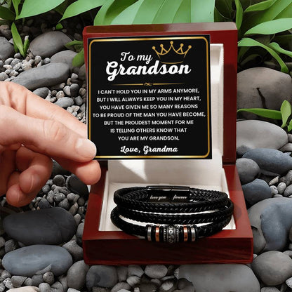 To My Grandson – Birthday, Christmas Jewelry from Grandma – Love You Forever Bracelet - Personalize Memories