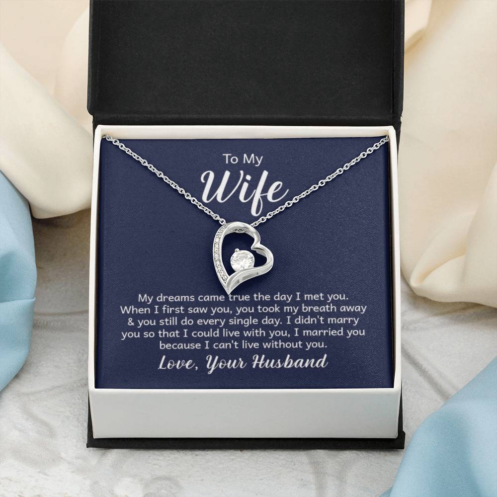 To My Beautiful Wife Necklace - Romantic Anniversary & Valentine’s Day Jewelry Gift from Husband to Wife - Forever Love Necklace - Personalize Memories