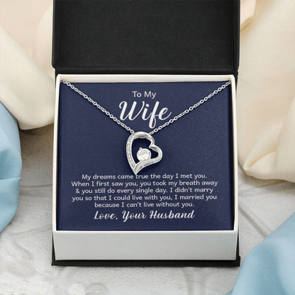 To My Beautiful Wife Necklace - Romantic Anniversary & Valentine’s Day Jewelry Gift from Husband to Wife - Forever Love Necklace - Personalize Memories