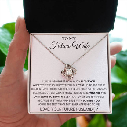 Future Wife Necklace - Beautiful Necklace for Girlfriend for Birthday, Christmas & Romantic Moments - Love Knot Necklace - Personalize Memories