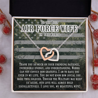 To The Best Air Force Wife - Interlocking Hearts Necklace - Gift from Husband - Personalize Memories