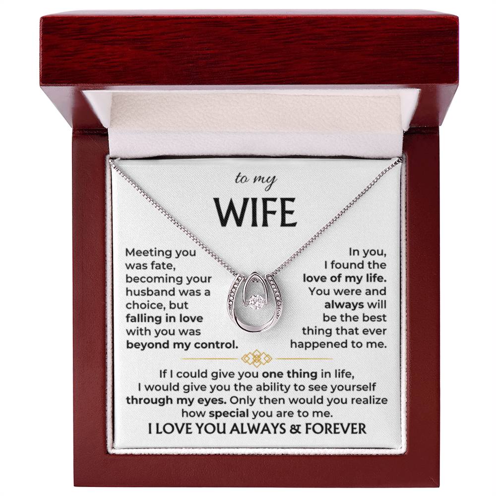 To My Wife Necklace - Meaningful Jewelry Gift from Husband for Valentine’s Day & Anniversary -  Lucky In Love Necklace - Personalize Memories
