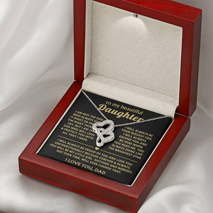 To My Daughter Necklace - Sentimental Birthday Gift from Dad, Meaningful Jewelry for Milestones & Holidays - Heart-to-heart Pendant Necklace - Personalize Memories