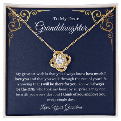 To My Granddaughter Necklace – Christmas Graduation Gift for Granddaughter from Grandma – Love Knot Necklace - Personalize Memories