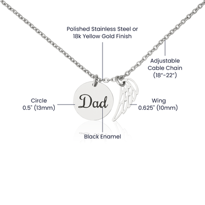 Dad Remembrance Necklace - Remembrance Necklace for Dad - Loss of Dad Gift