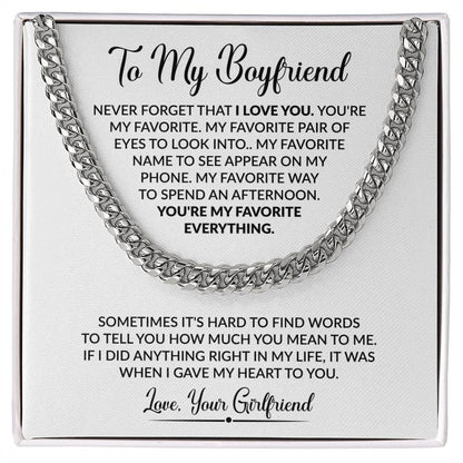 Gift for Boyfriend from Girlfriend - Sometimes It's Hard To Find Words To Tell You - Cuban Link Chain - Personalize Memories