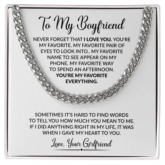 Gift for Boyfriend from Girlfriend - Sometimes It's Hard To Find Words To Tell You - Cuban Link Chain - Personalize Memories