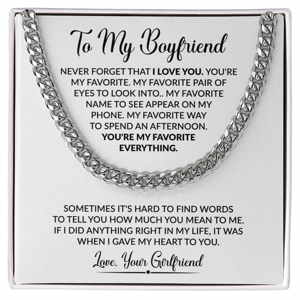 Gift for Boyfriend from Girlfriend - Sometimes It's Hard To Find Words To Tell You - Cuban Link Chain - Personalize Memories