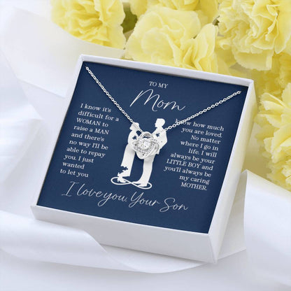 To My Mom - I will always be your little boy - Love Knot Necklace - Best Gift for Mom from Son - Personalize Memories