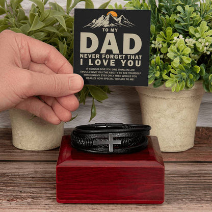 To My Dad - Never forget that I love you - Men's Cross Bracelet - Personalize Memories