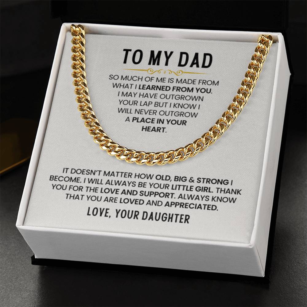 Gift for Dad from Daughter - I Will Always Be Your Little Girl - Cuban Link Chain - Personalize Memories