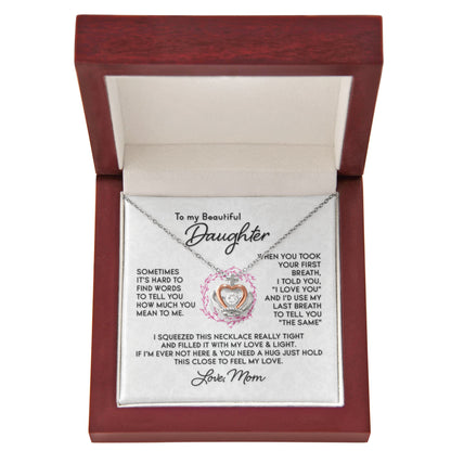 To My Daughter Necklace - Special Gift from Mom for Birthday, Christmas & Proud Mom Moments - Crown Pendant Necklace - Personalize Memories
