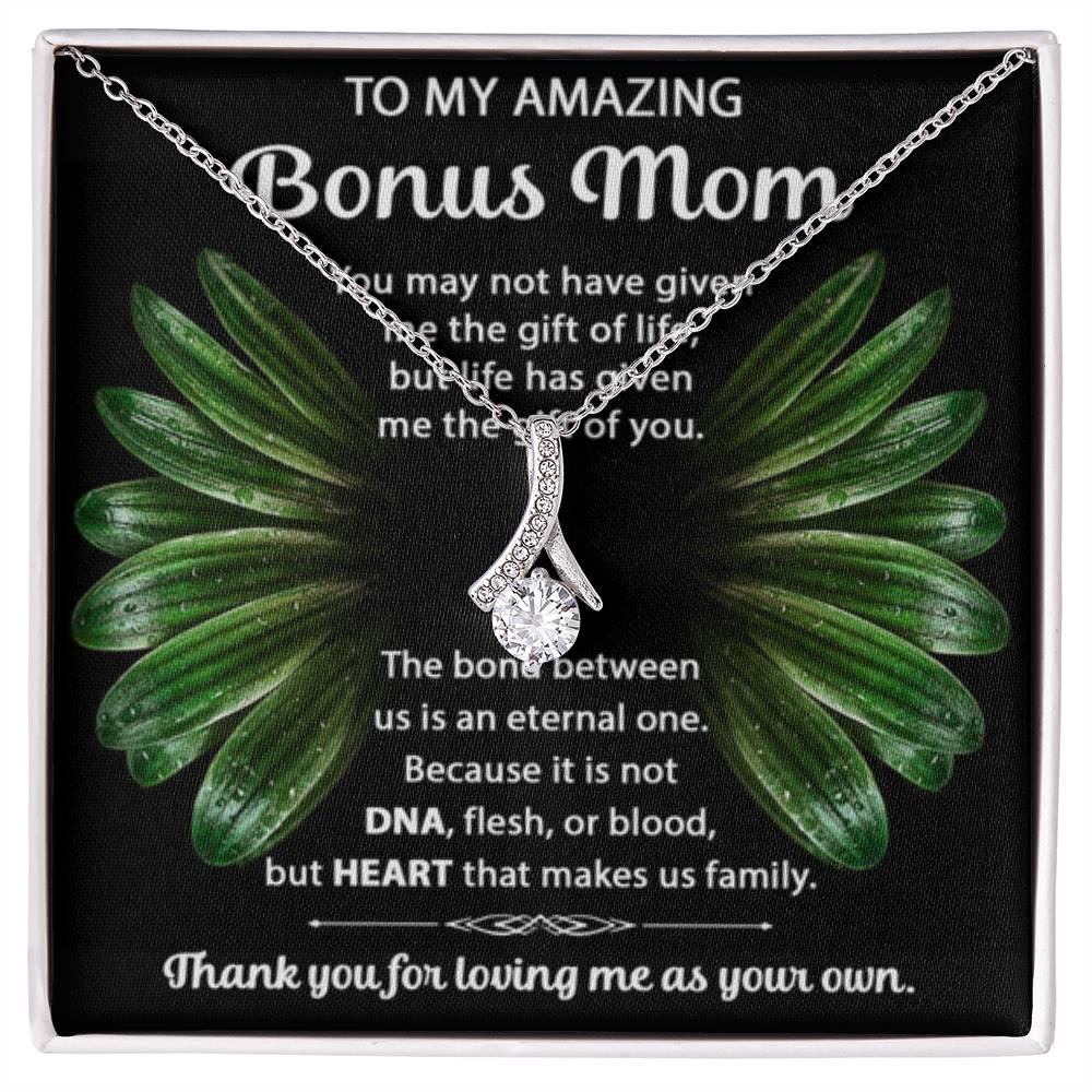 To My Bonus Mom - Thank you for loving me as your own - Alluring Beauty Necklace - Best for Birthday, Christmas & Mother's Day - Personalize Memories