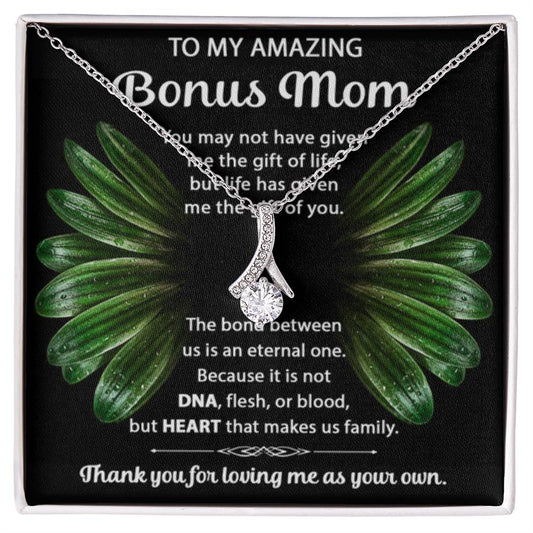 To My Bonus Mom - Thank you for loving me as your own - Alluring Beauty Necklace - Best for Birthday, Christmas & Mother's Day - Personalize Memories