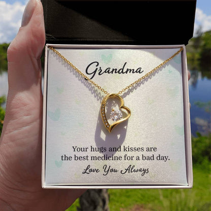 Gift for Grandma - Your Hugs and Kisses Grandma - Forever Love Necklace - Personalize Memories
