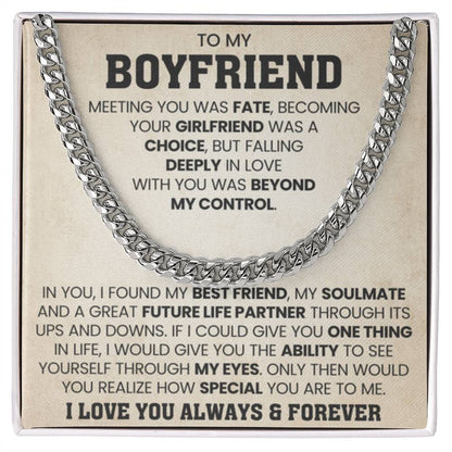 To My Boyfriend Cuban Link Chain - Anniversary & Valentine’s Day Gift from Girlfriend - Personalize Memories