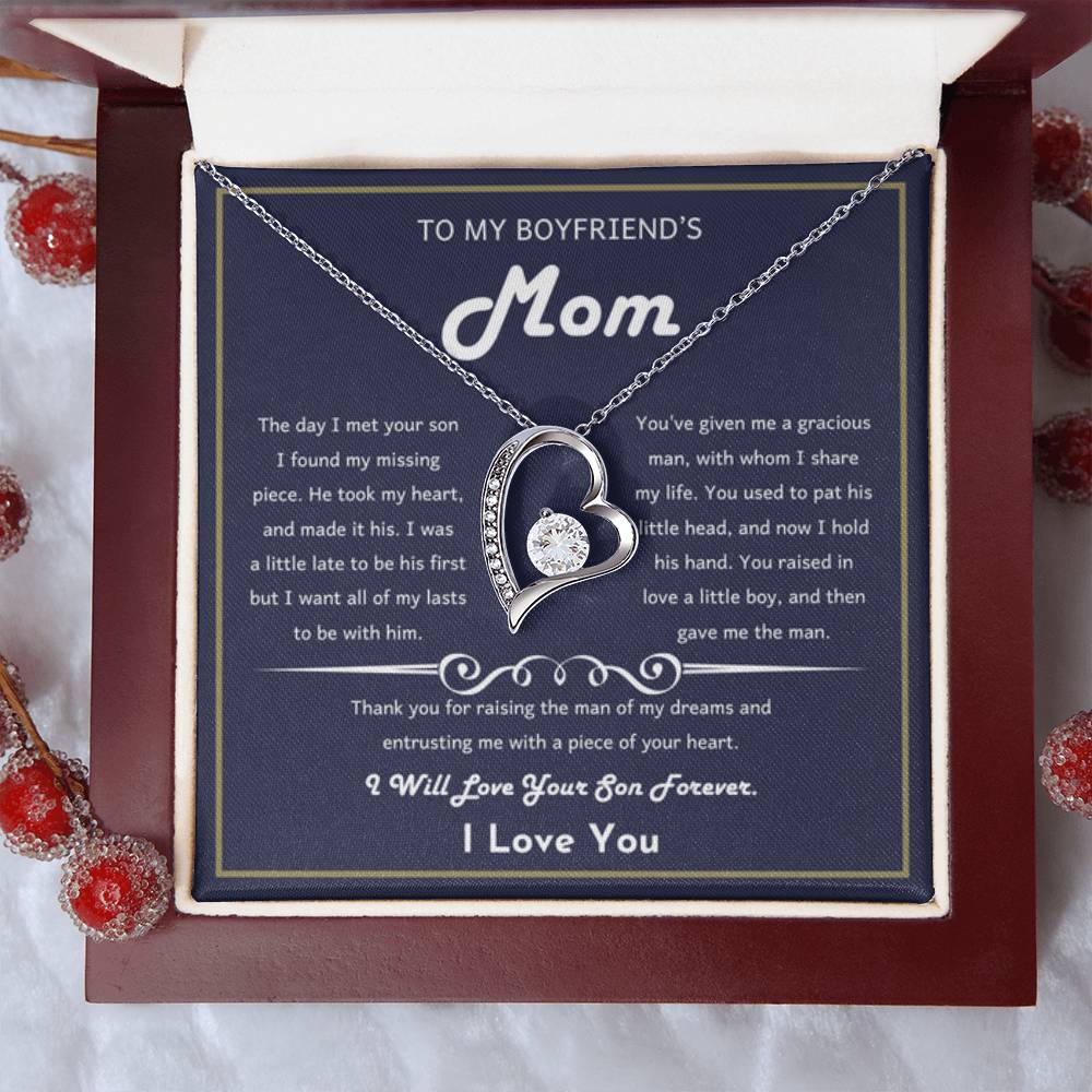 To My Boyfriend's Mom - The day I met your son I found my missing piece - Forever Love Necklace - Unique Bf Mom Present - Personalize Memories