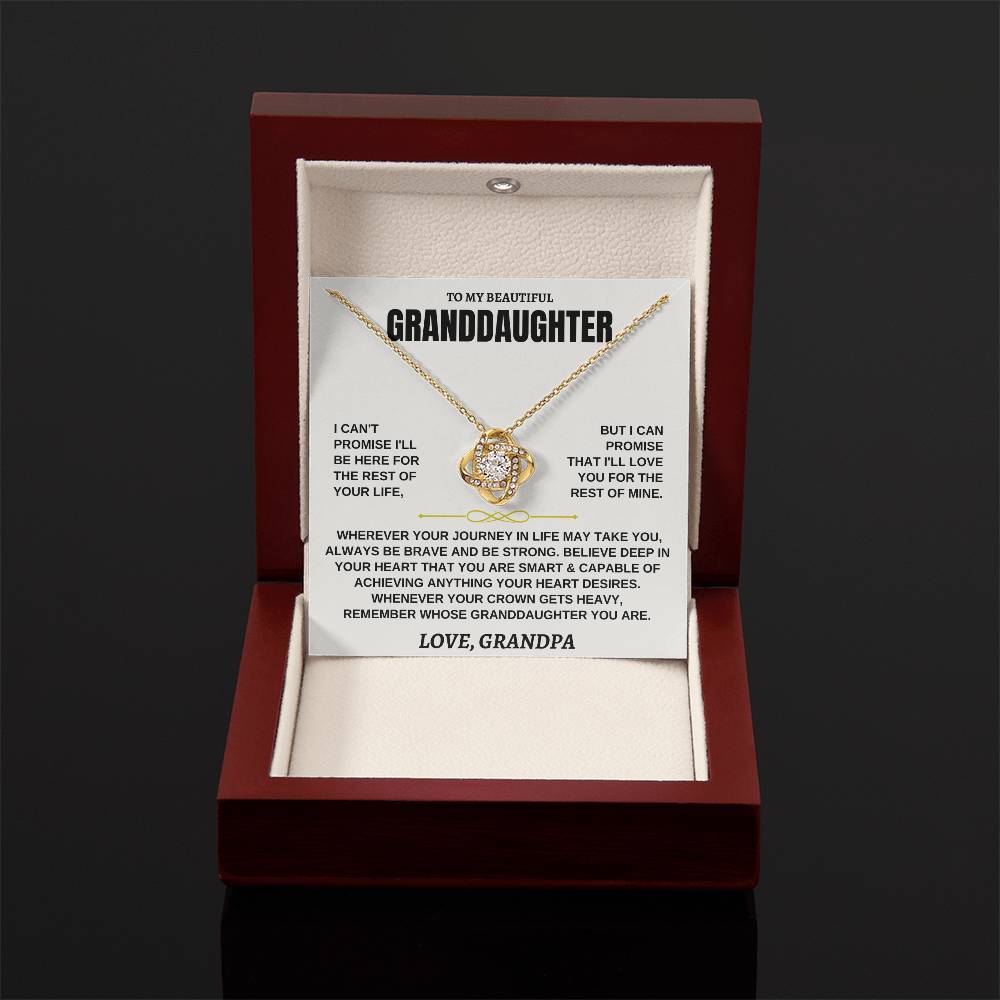 To My Beautiful Granddaughter - I'll Love You For The Rest Of Mine - Love Knot Necklace - Gift for Granddaughter from Grandpa - Personalize Memories